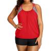 imageHolipick Plus Size Tankini Swimsuit for Women Two Piece Tummy Control Bathing Suit Blouson Racerback Tankini Top with ShortsRed and Stripe