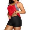 imageHolipick Plus Size Tankini Swimsuit for Women Two Piece Tummy Control Bathing Suit Blouson Racerback Tankini Top with ShortsRed and Stripe