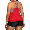 imageHolipick Plus Size Tankini Swimsuit for Women Two Piece Tummy Control Bathing Suit Blouson Racerback Tankini Top with ShortsRed and Stripe