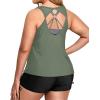 imageHolipick Plus Size Tankini Swimsuits  Women 3 Piece Bathing Suits Tummy Control with Shorts Tank Top with Sports Bra 12 PlusArmy Green