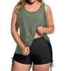 imageHolipick Plus Size Tankini Swimsuits  Women 3 Piece Bathing Suits Tummy Control with Shorts Tank Top with Sports Bra 12 PlusArmy Green