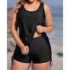 imageHolipick Plus Size Tankini Swimsuits  Women 3 Piece Bathing Suits Tummy Control with Shorts Tank Top with Sports Bra 12 PlusBlack
