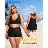 imageHolipick Plus Size Tankini Swimsuits  Women 3 Piece Bathing Suits Tummy Control with Shorts Tank Top with Sports Bra 12 PlusBlack