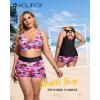 imageHolipick Plus Size Tankini Swimsuits  Women 3 Piece Bathing Suits Tummy Control with Shorts Tank Top with Sports Bra 12 PlusBlack Pink Coconut Tree
