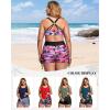 imageHolipick Plus Size Tankini Swimsuits  Women 3 Piece Bathing Suits Tummy Control with Shorts Tank Top with Sports Bra 12 PlusBlack Pink Coconut Tree