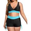 imageHolipick Plus Size Tankini Swimsuits  Women 3 Piece Bathing Suits Tummy Control with Shorts Tank Top with Sports Bra 12 PlusBlue Gradient
