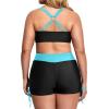 imageHolipick Plus Size Tankini Swimsuits  Women 3 Piece Bathing Suits Tummy Control with Shorts Tank Top with Sports Bra 12 PlusBlue Gradient