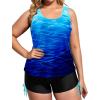imageHolipick Plus Size Tankini Swimsuits  Women 3 Piece Bathing Suits Tummy Control with Shorts Tank Top with Sports Bra 12 PlusBlue Gradient