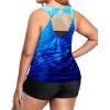 imageHolipick Plus Size Tankini Swimsuits  Women 3 Piece Bathing Suits Tummy Control with Shorts Tank Top with Sports Bra 12 PlusBlue Gradient