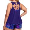 imageHolipick Plus Size Tankini Swimsuits  Women 3 Piece Bathing Suits Tummy Control with Shorts Tank Top with Sports Bra 12 PlusBlue Purple Leaves