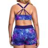 imageHolipick Plus Size Tankini Swimsuits  Women 3 Piece Bathing Suits Tummy Control with Shorts Tank Top with Sports Bra 12 PlusBlue Purple Leaves