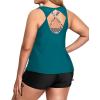 imageHolipick Plus Size Tankini Swimsuits  Women 3 Piece Bathing Suits Tummy Control with Shorts Tank Top with Sports Bra 12 PlusGreen Geometric