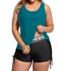 imageHolipick Plus Size Tankini Swimsuits  Women 3 Piece Bathing Suits Tummy Control with Shorts Tank Top with Sports Bra 12 PlusGreen Geometric