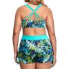 imageHolipick Plus Size Tankini Swimsuits  Women 3 Piece Bathing Suits Tummy Control with Shorts Tank Top with Sports Bra 12 PlusGreen Leaves