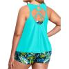 imageHolipick Plus Size Tankini Swimsuits  Women 3 Piece Bathing Suits Tummy Control with Shorts Tank Top with Sports Bra 12 PlusGreen Leaves