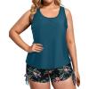 imageHolipick Plus Size Tankini Swimsuits  Women 3 Piece Bathing Suits Tummy Control with Shorts Tank Top with Sports Bra 12 PlusGreen and Flower
