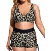 imageHolipick Plus Size Tankini Swimsuits  Women 3 Piece Bathing Suits Tummy Control with Shorts Tank Top with Sports Bra 12 PlusLeopard