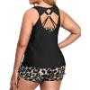 imageHolipick Plus Size Tankini Swimsuits  Women 3 Piece Bathing Suits Tummy Control with Shorts Tank Top with Sports Bra 12 PlusLeopard
