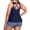imageHolipick Plus Size Tankini Swimsuits  Women 3 Piece Bathing Suits Tummy Control with Shorts Tank Top with Sports Bra 12 PlusNavy Blue