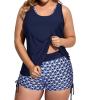 imageHolipick Plus Size Tankini Swimsuits  Women 3 Piece Bathing Suits Tummy Control with Shorts Tank Top with Sports Bra 12 PlusNavy Blue
