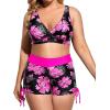imageHolipick Plus Size Tankini Swimsuits  Women 3 Piece Bathing Suits Tummy Control with Shorts Tank Top with Sports Bra 12 PlusPink Floral