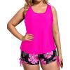 imageHolipick Plus Size Tankini Swimsuits  Women 3 Piece Bathing Suits Tummy Control with Shorts Tank Top with Sports Bra 12 PlusPink Floral