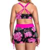 imageHolipick Plus Size Tankini Swimsuits  Women 3 Piece Bathing Suits Tummy Control with Shorts Tank Top with Sports Bra 12 PlusPink Floral