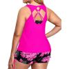 imageHolipick Plus Size Tankini Swimsuits  Women 3 Piece Bathing Suits Tummy Control with Shorts Tank Top with Sports Bra 12 PlusPink Floral