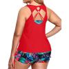 imageHolipick Plus Size Tankini Swimsuits  Women 3 Piece Bathing Suits Tummy Control with Shorts Tank Top with Sports Bra 12 PlusRed Floral