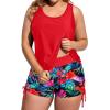 imageHolipick Plus Size Tankini Swimsuits  Women 3 Piece Bathing Suits Tummy Control with Shorts Tank Top with Sports Bra 12 PlusRed Floral