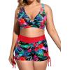 imageHolipick Plus Size Tankini Swimsuits  Women 3 Piece Bathing Suits Tummy Control with Shorts Tank Top with Sports Bra 12 PlusRed Floral