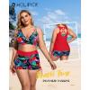 imageHolipick Plus Size Tankini Swimsuits  Women 3 Piece Bathing Suits Tummy Control with Shorts Tank Top with Sports Bra 12 PlusRed Floral