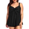 imageHolipick Two Piece Plus Size Tankini Swimsuits for Women Tummy Control Swim Top with Shorts Long Flowy Bathing SuitsBlack