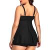 imageHolipick Two Piece Plus Size Tankini Swimsuits for Women Tummy Control Swim Top with Shorts Long Flowy Bathing SuitsBlack