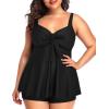 imageHolipick Two Piece Plus Size Tankini Swimsuits for Women Tummy Control Swim Top with Shorts Long Flowy Bathing SuitsBlack