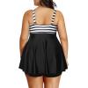imageHolipick Two Piece Plus Size Tankini Swimsuits for Women Tummy Control Swim Top with Shorts Long Flowy Bathing SuitsBlack Striped