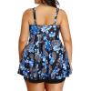 imageHolipick Two Piece Plus Size Tankini Swimsuits for Women Tummy Control Swim Top with Shorts Long Flowy Bathing SuitsBlue Flowers
