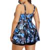 imageHolipick Two Piece Plus Size Tankini Swimsuits for Women Tummy Control Swim Top with Shorts Long Flowy Bathing SuitsBlue Flowers