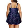 imageHolipick Two Piece Plus Size Tankini Swimsuits for Women Tummy Control Swim Top with Shorts Long Flowy Bathing SuitsBlue Striped