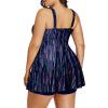 imageHolipick Two Piece Plus Size Tankini Swimsuits for Women Tummy Control Swim Top with Shorts Long Flowy Bathing SuitsBlue Striped