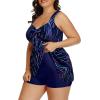 imageHolipick Two Piece Plus Size Tankini Swimsuits for Women Tummy Control Swim Top with Shorts Long Flowy Bathing SuitsBlue Striped