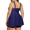 imageHolipick Two Piece Plus Size Tankini Swimsuits for Women Tummy Control Swim Top with Shorts Long Flowy Bathing SuitsNavy Blue