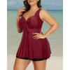 imageHolipick Two Piece Plus Size Tankini Swimsuits for Women Tummy Control Swim Top with Shorts Long Flowy Bathing SuitsWine Red