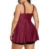 imageHolipick Two Piece Plus Size Tankini Swimsuits for Women Tummy Control Swim Top with Shorts Long Flowy Bathing SuitsWine Red