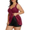 imageHolipick Two Piece Plus Size Tankini Swimsuits for Women Tummy Control Swim Top with Shorts Long Flowy Bathing SuitsWine Red