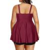 imageHolipick Two Piece Plus Size Tankini Swimsuits for Women Tummy Control Swim Top with Shorts Long Flowy Bathing SuitsWine Red