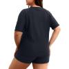 imageHolipick Two Piece Women Plus Size Rash Guard Short Sleeve Swim Shirts and Shorts UPF 50 Rashguard SwimsuitBlack