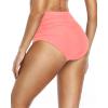 imageHolipick Women High Waisted Bikini Bottom Full Coverage Bathing Suits Bottoms Convertible Tummy Control Swim BottomCoral Pink