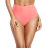 imageHolipick Women High Waisted Bikini Bottom Full Coverage Bathing Suits Bottoms Convertible Tummy Control Swim BottomCoral Pink