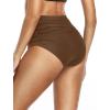 imageHolipick Women High Waisted Bikini Bottom Full Coverage Bathing Suits Bottoms Convertible Tummy Control Swim BottomDark Brown